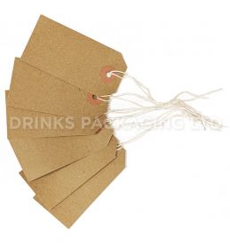 Pack of 100 Large Tags - Individually Strung Brown Kraft Paper Gift Tags (108mm x 54mm) | Beer Box Shop