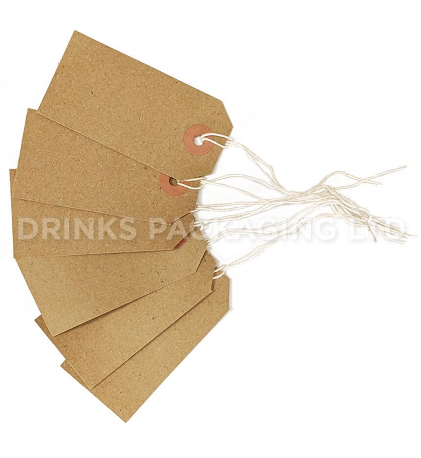 Pack of 100 Large Tags Individually Strung Brown Kraft Paper Gift